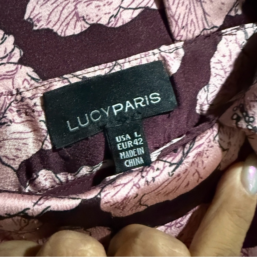 LUCY PARIS Pink Silky Paper Bag Pants - Picture 3 of 5